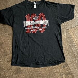 Vintage 2003 Harley Davidson 100th anni T Shirt Mens XL Milwaukee WI Biker Tee